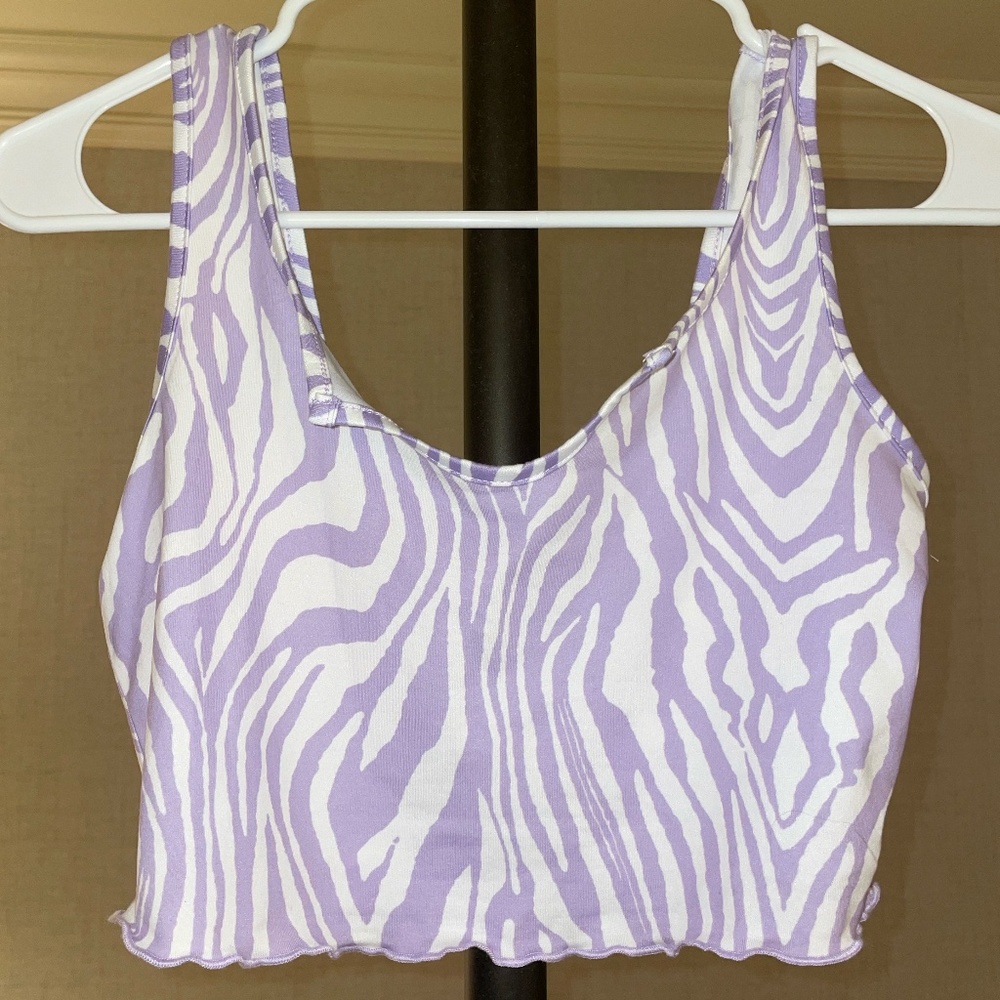 Purple Zebra Print Crop Top